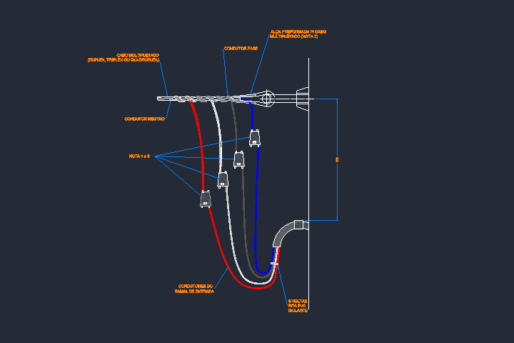 Detalhe de ramal de ligação aéreo 