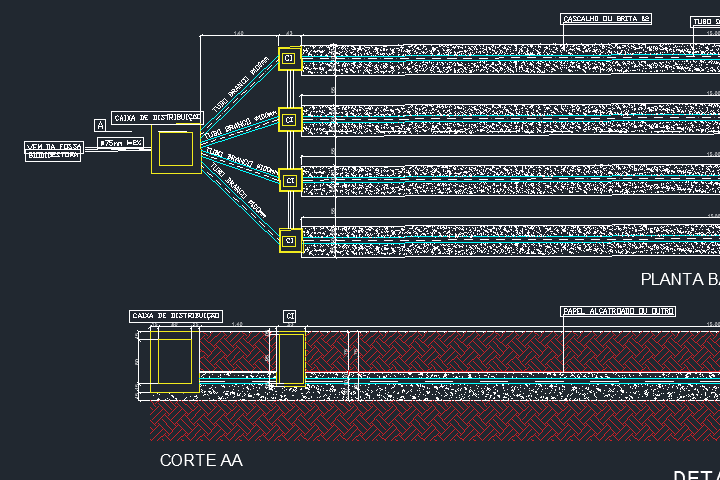 Dimensionamento para 4 valas de infiltração